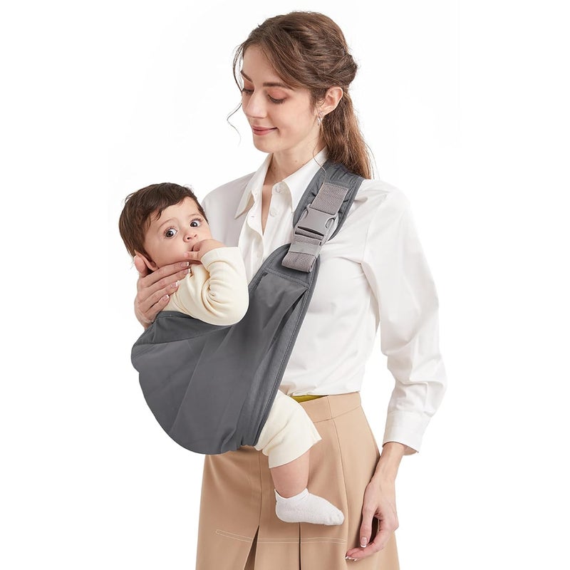 Mumgaroo Baby Sling Carrier Pure Cotton Ergonomically Adjustable Baby Carrier Newborn to Toddler Easy to Use Portable Ideal for 036 Months Up to 33 lbs Grey - Image 1