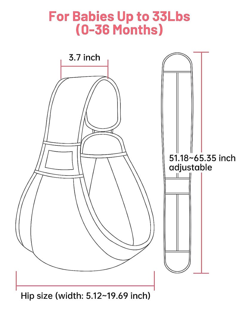 Mumgaroo Baby Sling Carrier Pure Cotton Ergonomically Adjustable Baby Carrier Newborn to Toddler Easy to Use Portable Ideal for 036 Months Up to 33 lbs Grey - Image 2