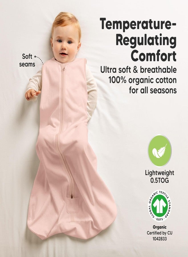 KeaBabies 2-Pack Baby Sleep Sacks, Zipper Wearable Blanket - 0.5TOG Organic Cotton,Lightweight,Soft Cozy Toddler Sleeping Sack 6-12 months, Easy to Wear Large Newborn Transition Swaddles Sleepsacks (Mist Rose) - Image 4