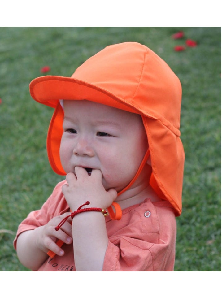 Generic Kids UV Protection Sun Hat Toddler Summer Beach Wide Brim Hat,Orange,S  - Image 2