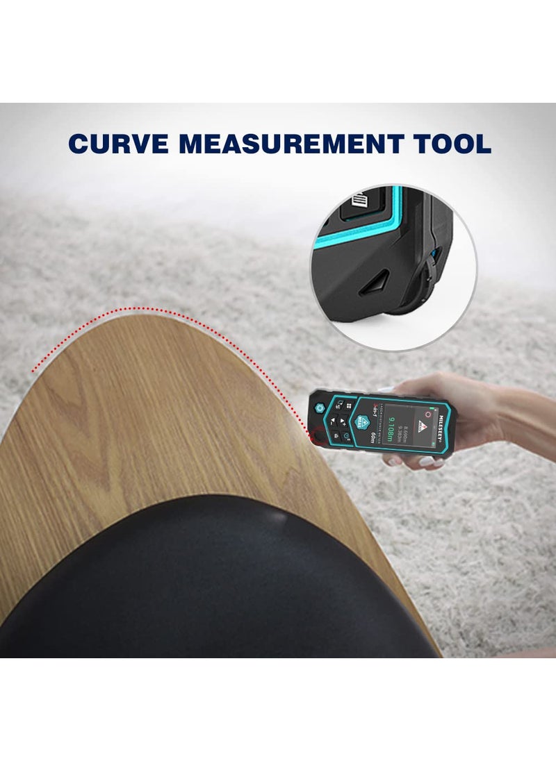 MILESEEY MiLESEEY R2B 200ft Laser Measurement Tool with Builtin Wheel for Curved Measure Laser Line Marking Funcation Measuring Tool with Angle Sensor Pythagorean Point to Point Area and Volume Measure  - Image 2