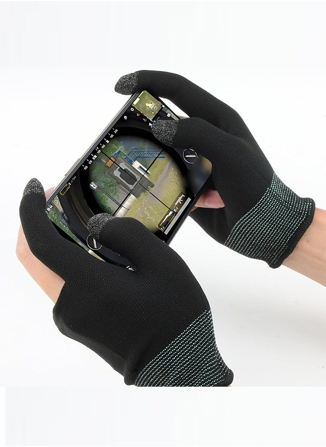 Organizer 2Pcs Ultra-Thin Breathable Touchscreen Game Gloves,Touch Finger Gaming Glove Comfort Mobile Gaming Phone Gaming Gloves (Black and White)  - Image 2