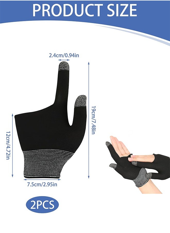 Organizer 2Pcs Ultra-Thin Breathable Touchscreen Game Gloves,Touch Finger Gaming Glove Comfort Mobile Gaming Phone Gaming Gloves (Black and White)  - Image 3