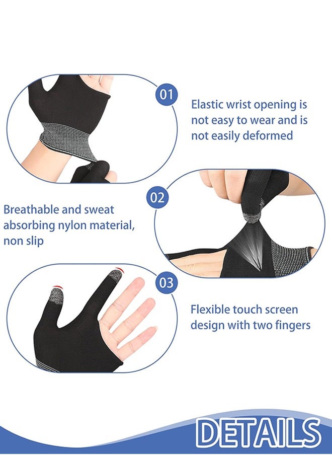 Organizer 2Pcs Ultra-Thin Breathable Touchscreen Game Gloves,Touch Finger Gaming Glove Comfort Mobile Gaming Phone Gaming Gloves (Black and White)  - Image 4