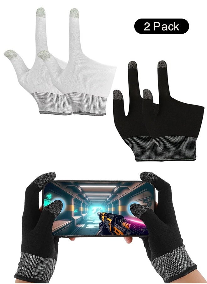 Organizer 2Pcs Ultra-Thin Breathable Touchscreen Game Gloves,Touch Finger Gaming Glove Comfort Mobile Gaming Phone Gaming Gloves (Black and White)  - Image 1