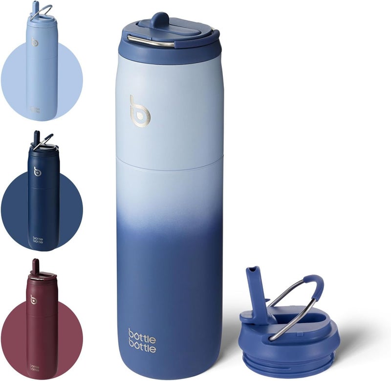 bottle bottle Stainless Steel Water Bottle with Straw and Lid, 32oz Vacuum Insulated Water Bottle Flask, Stay Cold for 24 Hrs, Hot for 12 Hrs, Leak-Proof Wide Mouth Sports water bottle, blue… - Image 1