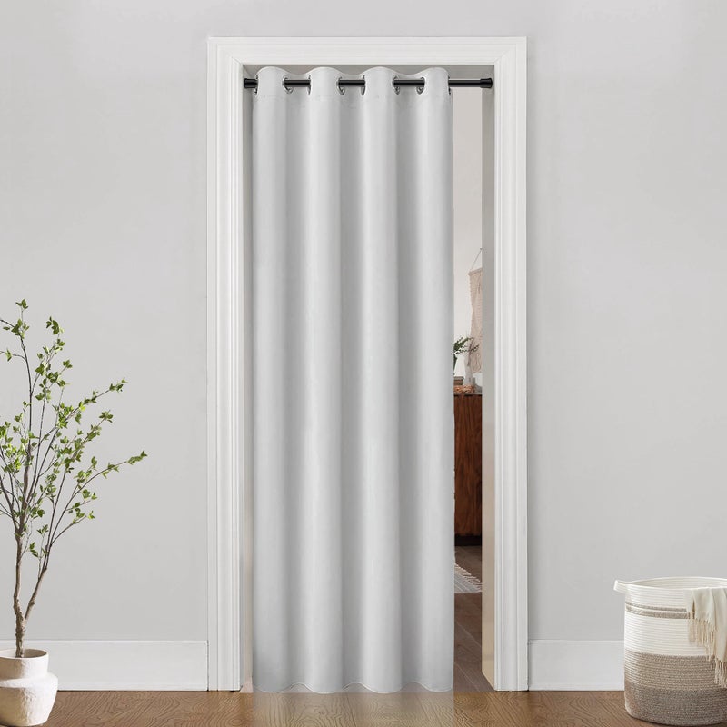 PANELSBURG Curtain as Bedroom DoorInterior Temporary Sliding Portable Sound Proof Curtain for Doorway Cover Open ClosetFits Opening 243036 Wide80 In LongPuetas Para Cuarto ClosetNo BeadBeadedAsh White