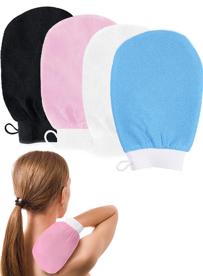 4-Piece Exfoliating Bath Glove Shower Glove Body Scrub Glove in Synthetic Yarn, Exfoliating Gloves for Shower, Spa, Massage and Dead Cell Removal - Image 1