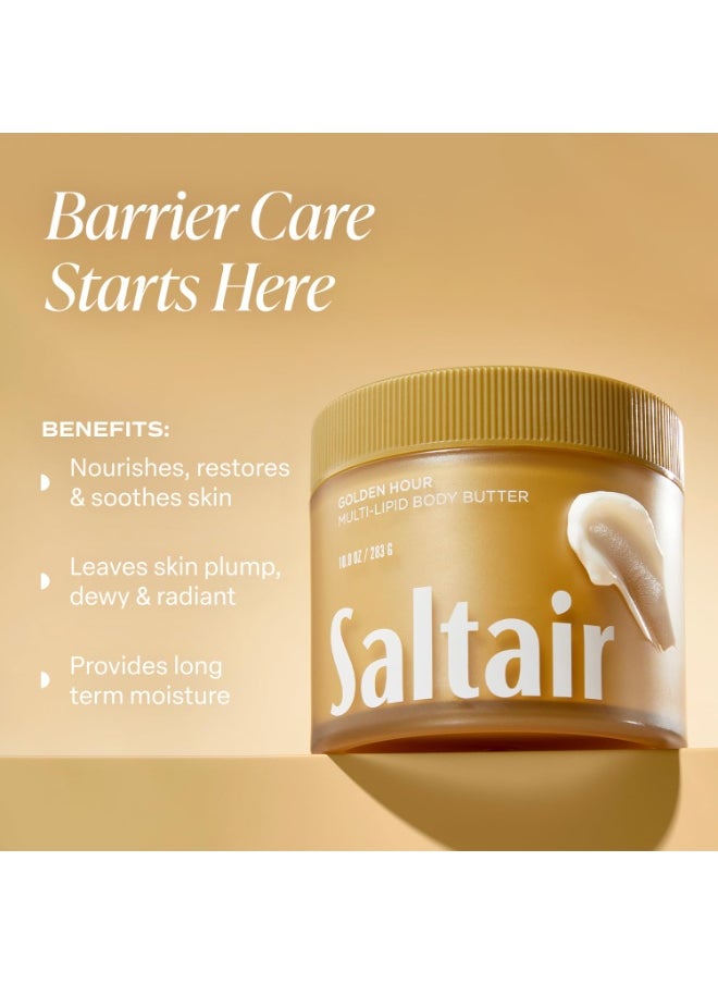 Saltair Saltair Multi-Lipid Body Butter - Rich, Nourishing Golden Hour Hydrating Body Cream with Ceramide Complex, Coconut Oil, Shea Butter, and Sea Buckthorn. Deep Moisturizing Dry Skin Care. 10oz Jar  - Image 2