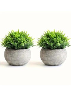 YIM-VIBEHAUS Mini Artificial Plants Set, 2 Pcs Small Fake Plants for Office Kitchen Bathroom Bedroom Mantle Shelf Living Room, Faux Plants in Pots Modern Farmhouse Plants Home Decor  - Image 1
