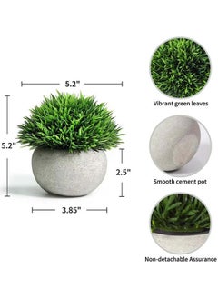 YIM-VIBEHAUS Mini Artificial Plants Set, 2 Pcs Small Fake Plants for Office Kitchen Bathroom Bedroom Mantle Shelf Living Room, Faux Plants in Pots Modern Farmhouse Plants Home Decor  - Image 2