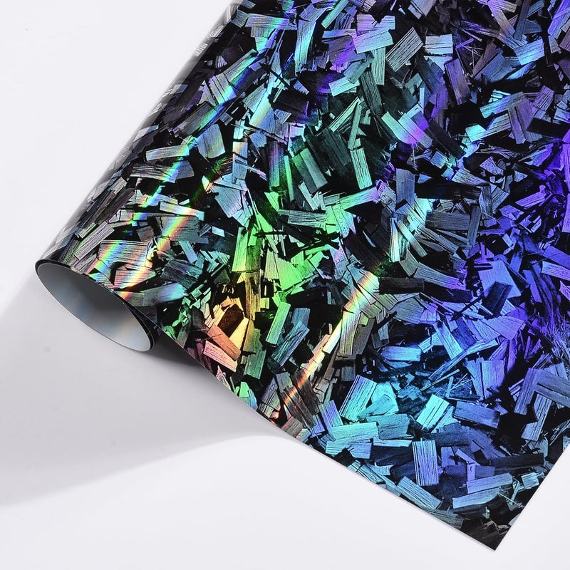 AuMoHall Holographic Black Rainbow Forged Carbon Laser Car Vinyl Wrap - 59.84'' x 7.87'' - Image 1