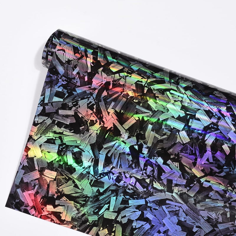 AuMoHall Holographic Black Rainbow Forged Carbon Laser Car Vinyl Wrap - 59.84'' x 7.87'' - Image 2