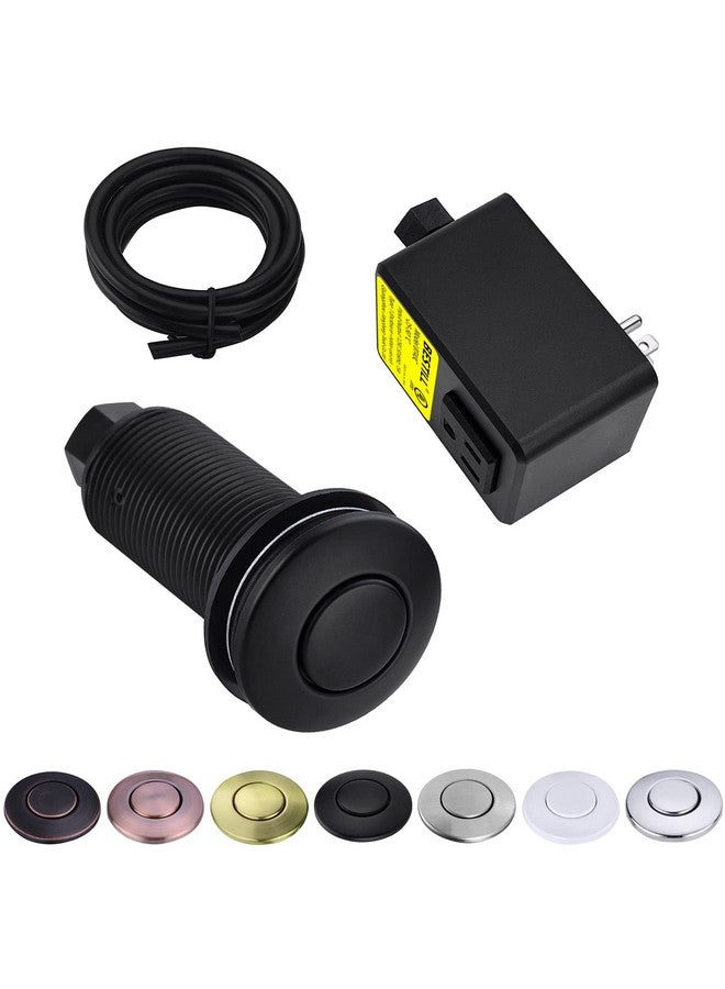 Bestill BESTILL Garbage Disposal Sink Top Air Switch Kit with Single Outlet, Matte Black 3.6" Long Push Button with Brass Cover, UL Listed, Compatible with all Garbage Disposals  - Image 1