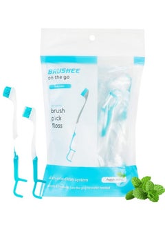 - The Evolution Of Oral Care | 3-In-1 Tool (Pre-Pasted Mini-Brush + Floss + Pick) | Individually Wrapped | Disposable | Prepasted Travel Toothbrushes | Small Adult Toothbrush - (24-Pack)