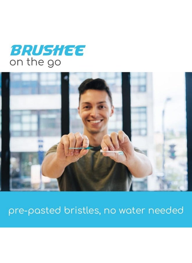 Brushee - - The Evolution Of Oral Care | 3-In-1 Tool (Pre-Pasted Mini-Brush + Floss + Pick) | Individually Wrapped | Disposable | Prepasted Travel Toothbrushes | Small Adult Toothbrush - (24-Pack) - Image 1