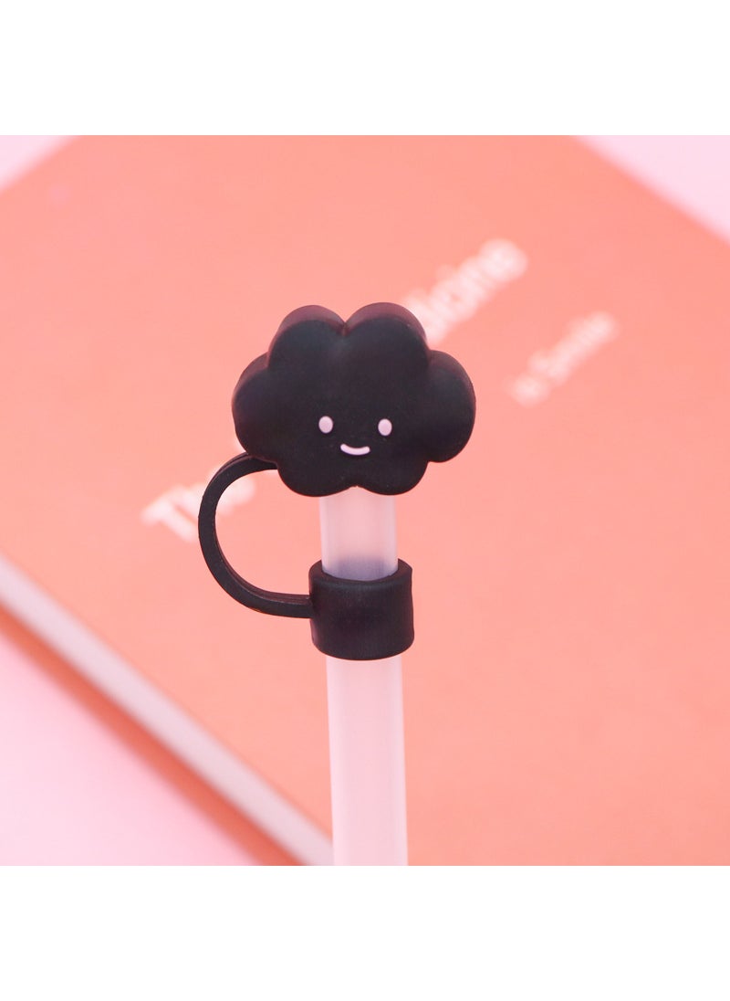 Generic 1 x 5 pcs Silicone Straw Cap Flower Cloud Cartoon for Stanley Cup Dustproof Cover 10mm black clouds