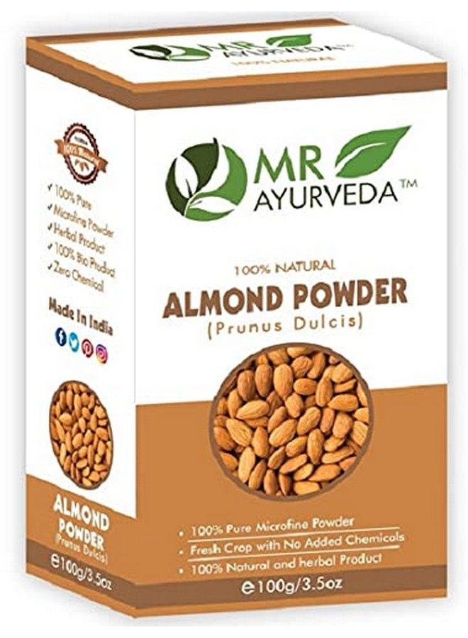 MR Ayurveda مسحوق اللوز العضوي النقي بنسبة 100% | بودرة بادام الطبيعية | بودرة اللوز للوجه | بودرة بادام للشعر | العناية الكاملة بالبشرة 100 جرام - Image 2