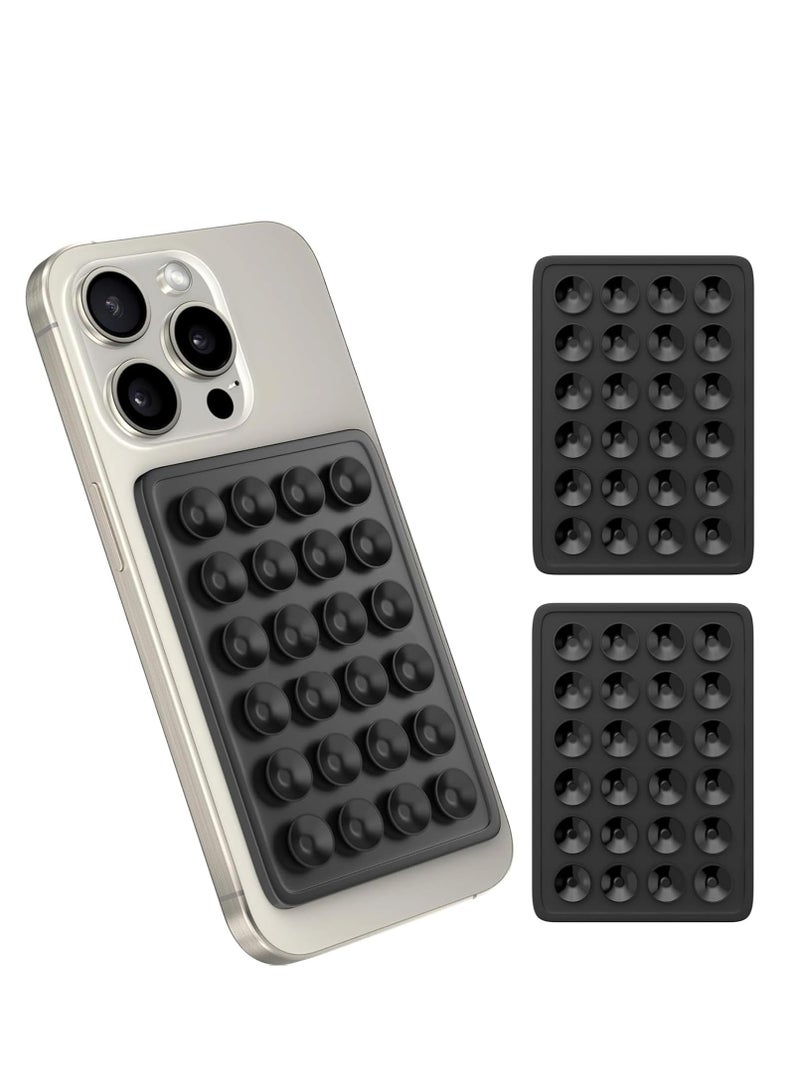2 Packs Suction Phone Case Mount, Silicon Adhesive Phone Accessory for iPhone and Android, Hands-Free Fidget Toy Mirror Shower Phone Holder, Tiktok Videos and Selfies (Black) - Image 1