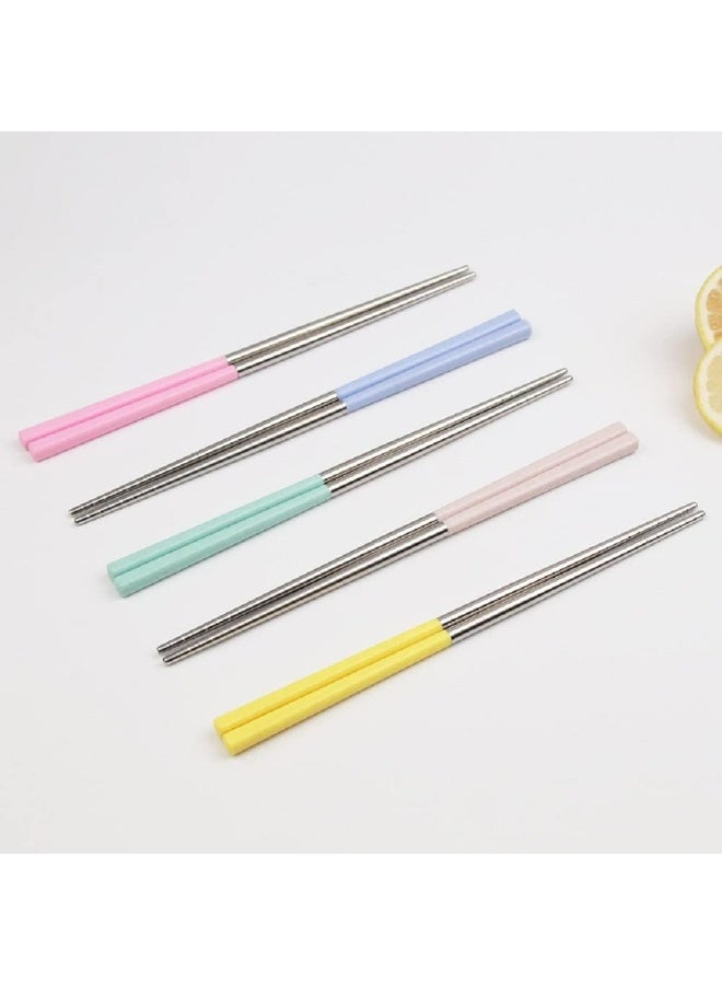 Anadic Reusable Stainless Steel Chopsticks – 5 Pairs Multicolor – Lightweight, Dishwasher Safe, Non-Slip - Image 2
