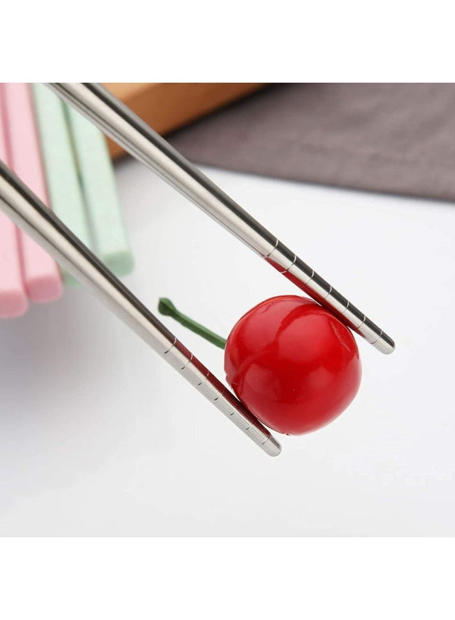 Anadic Reusable Stainless Steel Chopsticks – 5 Pairs Multicolor – Lightweight, Dishwasher Safe, Non-Slip - Image 5