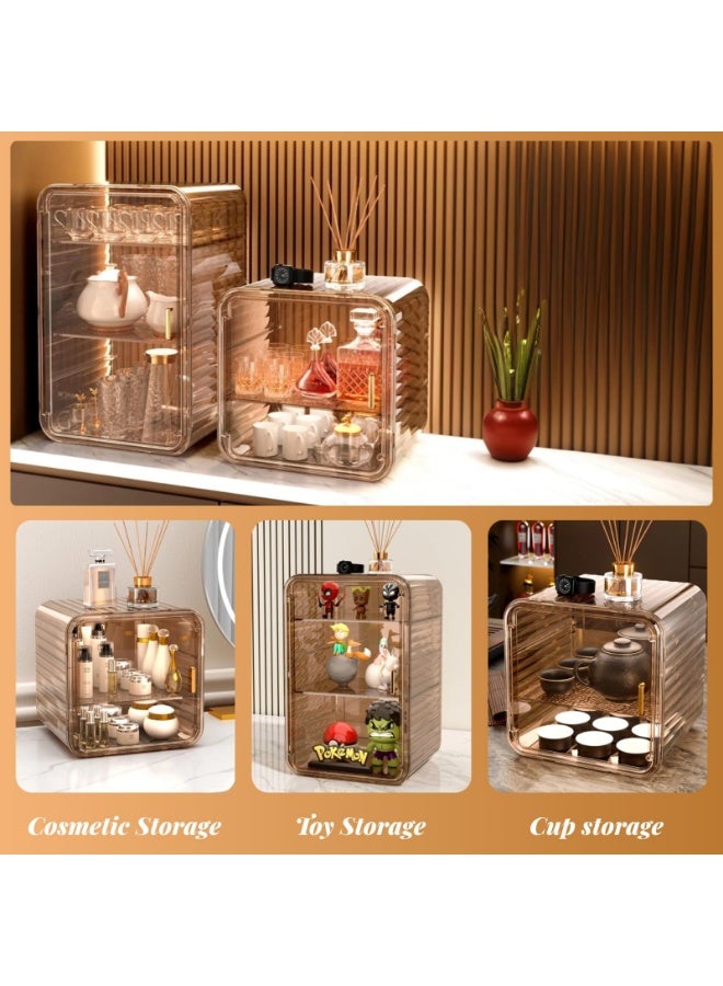 لوكيبا حامل أكواب قهوة 4 طبقات شفاف مع قفل مغناطيسي ورفوف قابلة للتعديل وفواصل قابلة للإزالة – تخزين مقاوم للغبار للكاسات والأكواب في المطبخ والمكتب والمنزل - Image 4