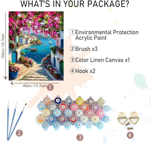 MBNTJHT DIY Scenery Paint by Numbers Kit for AdultsUnframed Landscape Paint by Number Kits on Canvas with BrushesFlowers and Sea Oil Painting Kits for Home Wall Decor 16X20 Inch40X50 cm - Image 3