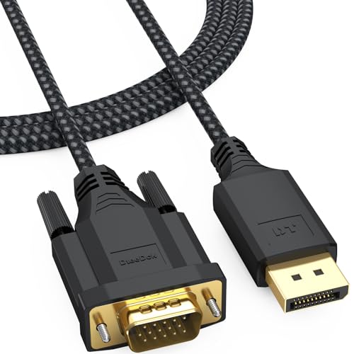DteeDck DisplayPort to VGA Cable 6ft, Display Port DP to VGA 1080P@60Hz Adapter Converter Male to Male Braided Cord for Monitor Desktop Laptop Projector HDTV - Image 1