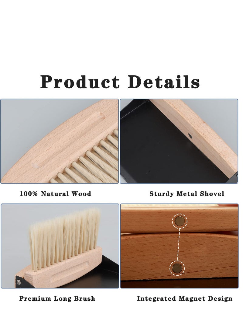 SOLARAE Table Broom with Dustpan - Wooden Table Sweeping Set - Hand Brush with Shovel - Dustpan and Hand Brush Set - Dustpan with Shovel Natural Wood - Crumb Brush & Hand Brush - Image 4