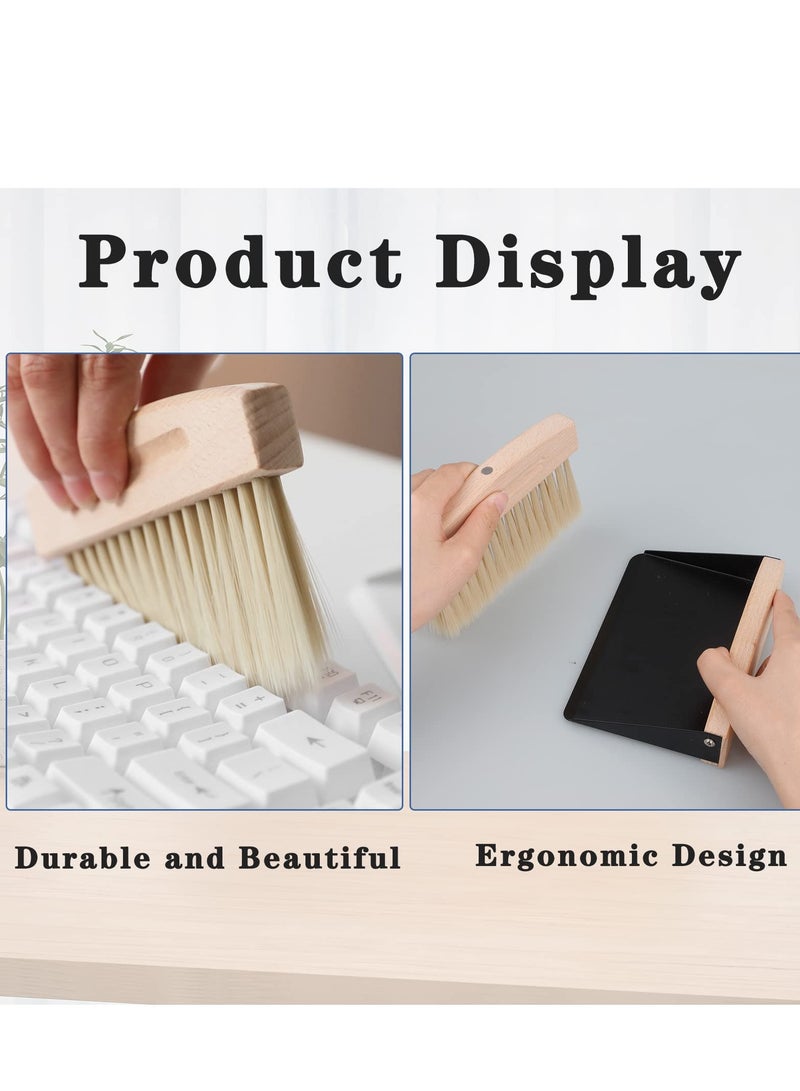 SOLARAE Table Broom with Dustpan - Wooden Table Sweeping Set - Hand Brush with Shovel - Dustpan and Hand Brush Set - Dustpan with Shovel Natural Wood - Crumb Brush & Hand Brush - Image 3