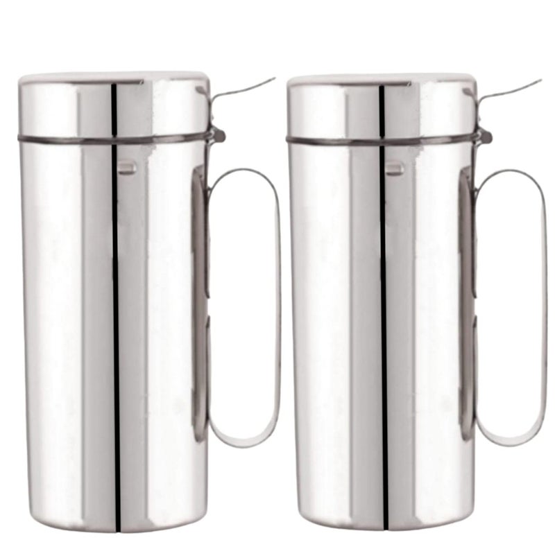 VISAXMI Oil Dispenser 1 Litre 1000 ml Stainless Steel Kitchen Container Air Tight Spill Proof Oil Pourer 2 Pcs Silver
