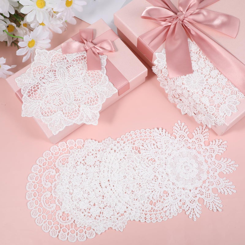 Ajcotahm 6PCS White Vintage Crochet Doilies, 6 to 7 Inch Vintage Crochet Doilies Round Lace Placemats Handmade Coasters, Rustic Table Decor for Kitchen Dining Wedding Party - Image 5
