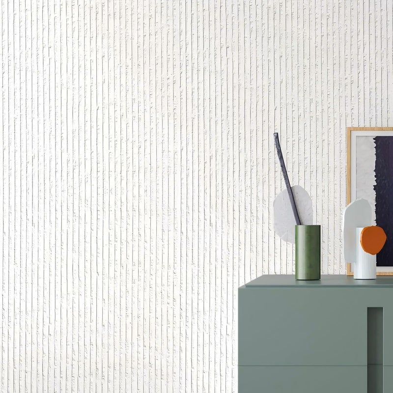 Chejiaye 3D Faux Stone Peel and Stick Roll-15.7"x110"Thick PVC Foam Wall Paneling,DIY Self Adhesive Removable Waterproof&Sound Dampening for Cement Texture Accent Wallpaper for Living Room,Bedroom(Off-White) - Image 3