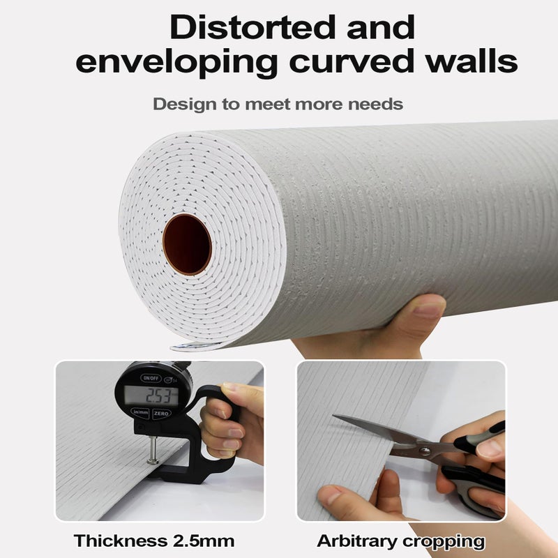 Chejiaye 3D Faux Stone Peel and Stick Roll-15.7"x110"Thick PVC Foam Wall Paneling,DIY Self Adhesive Removable Waterproof&Sound Dampening for Cement Texture Accent Wallpaper for Living Room,Bedroom(Off-White) - Image 5