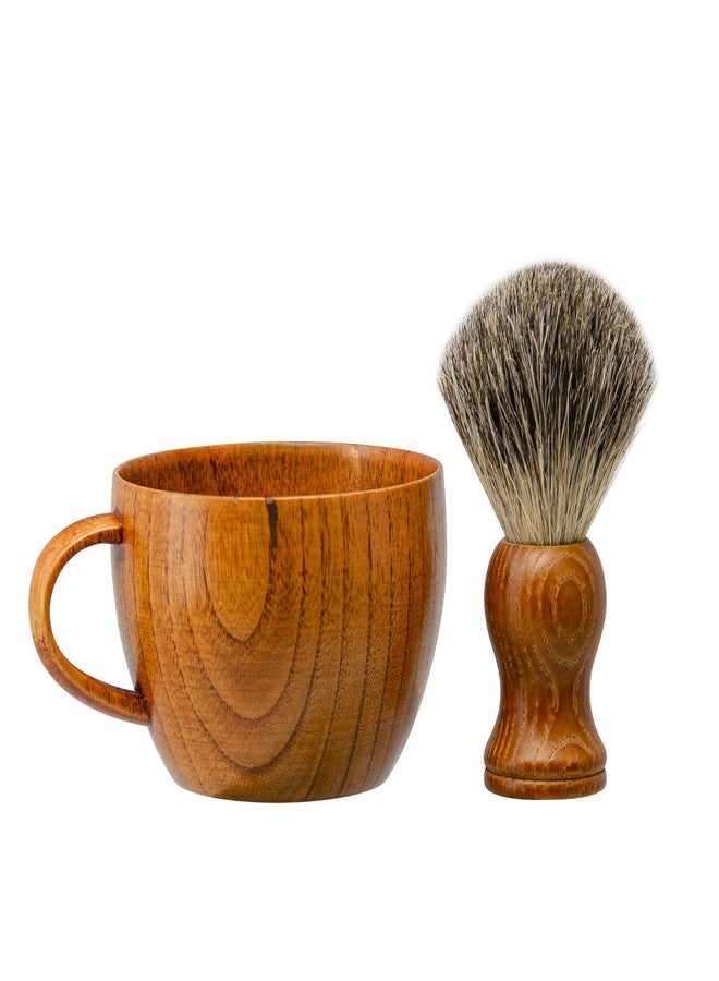 Grandslam Shaving Brush Set Pure Badger Hair Shaving Brush with Solid Wood Handle and Wooden Shaving Soap Bowl for Men Easy to Lather Fits Wet Shaving… - Image 1