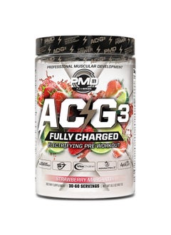 Pmd Sports Acg3 Fully Charged - Electrifying Pre Workout Powder - High Energy & Pump Pre Workout For Men And Women To Maximize Focus, Endurance & Performance - Strawberry Margarita (30-60 Servings)