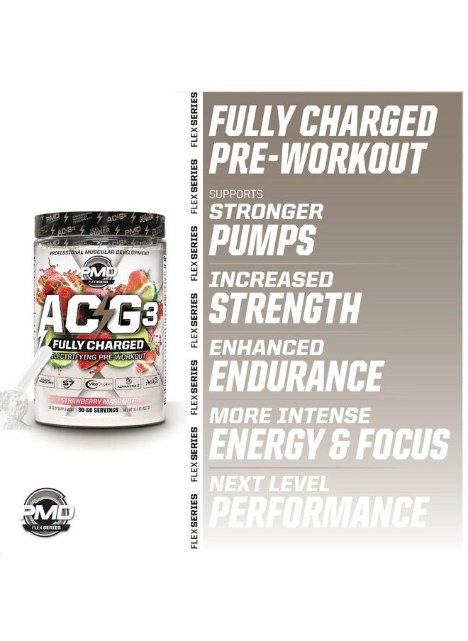 Health & Household - Pmd Sports Acg3 Fully Charged - Electrifying Pre Workout Powder - High Energy & Pump Pre Workout For Men And Women To Maximize Focus, Endurance & Performance - Strawberry Margarita (30-60 Servings) - Image 1