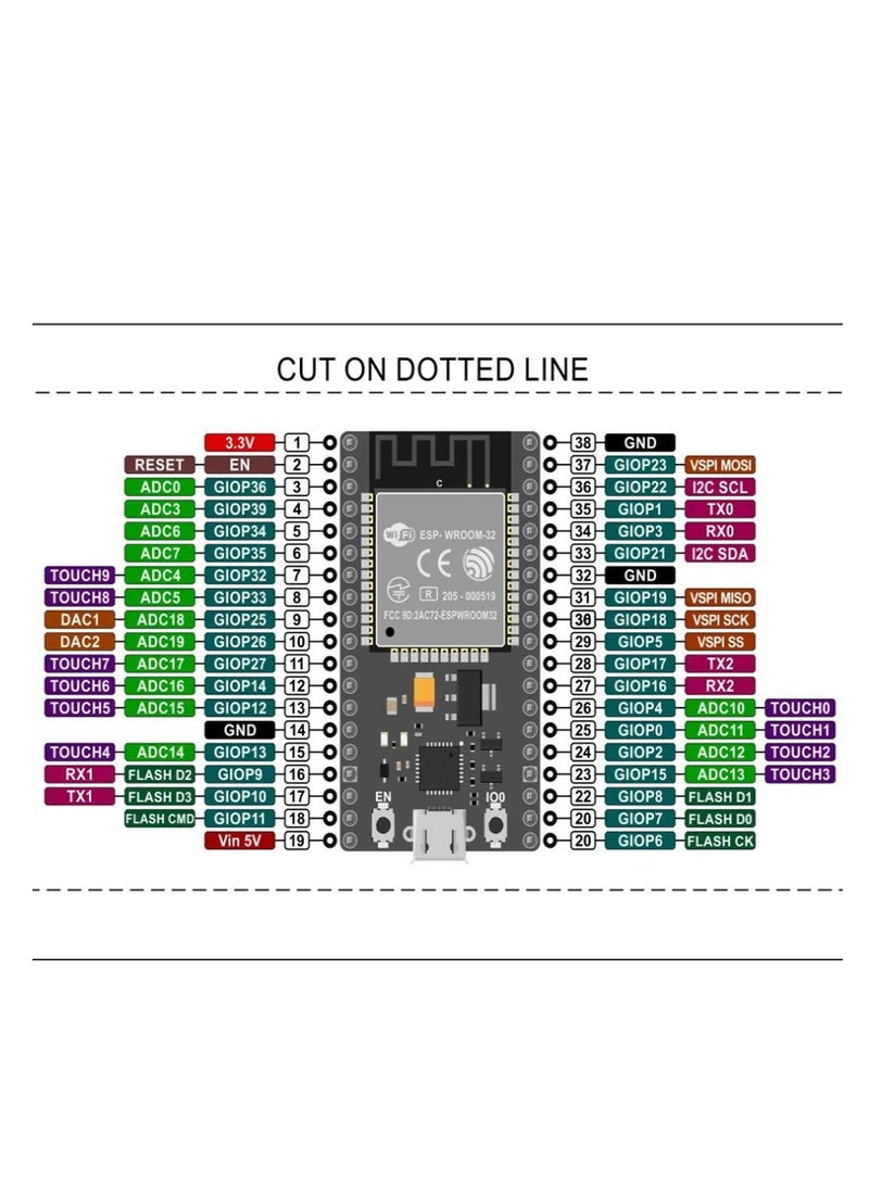 ESP32 Development Board ESP-WROOM-32 CP2102 Chip 38Pin Type-C with ESP32 Terminal GPIO Expansion Board  - Image 5