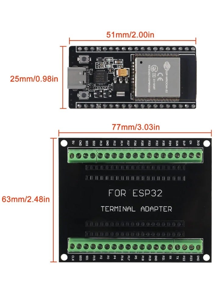 ESP32 Development Board ESP-WROOM-32 CP2102 Chip 38Pin Type-C with ESP32 Terminal GPIO Expansion Board  - Image 4