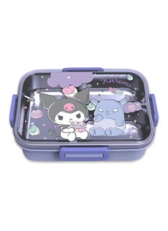 General Cartoon Cute Kuromi Printed All in One Bento Box with Spoon Fork Kawaii 4 Point Locking Lunch Box Container for Food Fruit Snacks  - Image 2