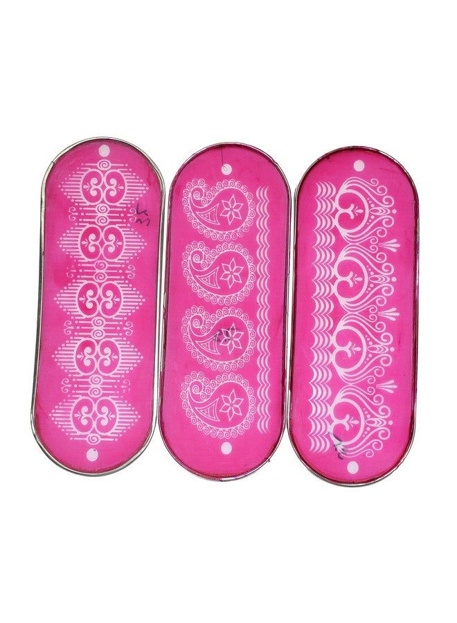 ORAMSA Ready to use Oval Shape Draw Border Design Net Rangoli Stencil (Three 33x12cm, Assorted) - Image 1