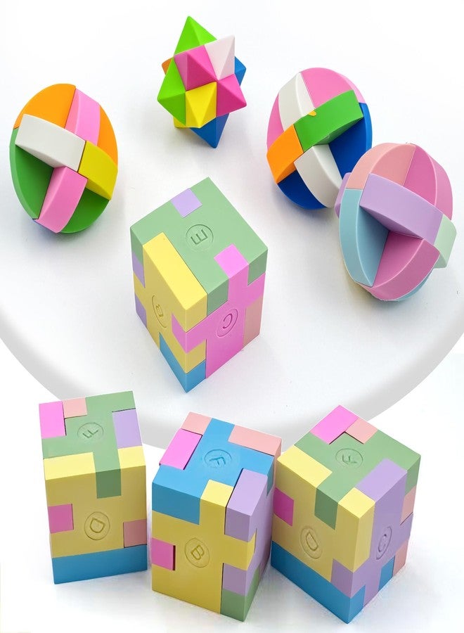 PROLOSO 15 Pcs Puzzle Cube Pencil Erasers Kids Party Favors Classroom Student Prizes Brain Teasers - Image 3