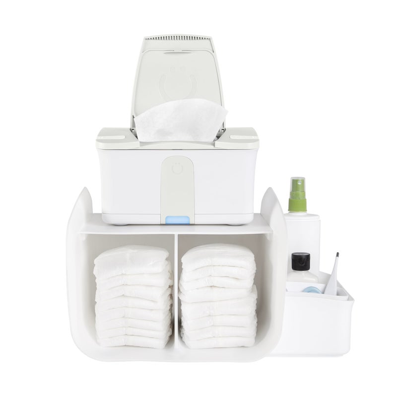 Ubbi Tabletop Diaper Caddy, Diaper Storage, Caddy Organizer, Stores Baby Diapers, Wipes & Baby Accessories, White - Image 1