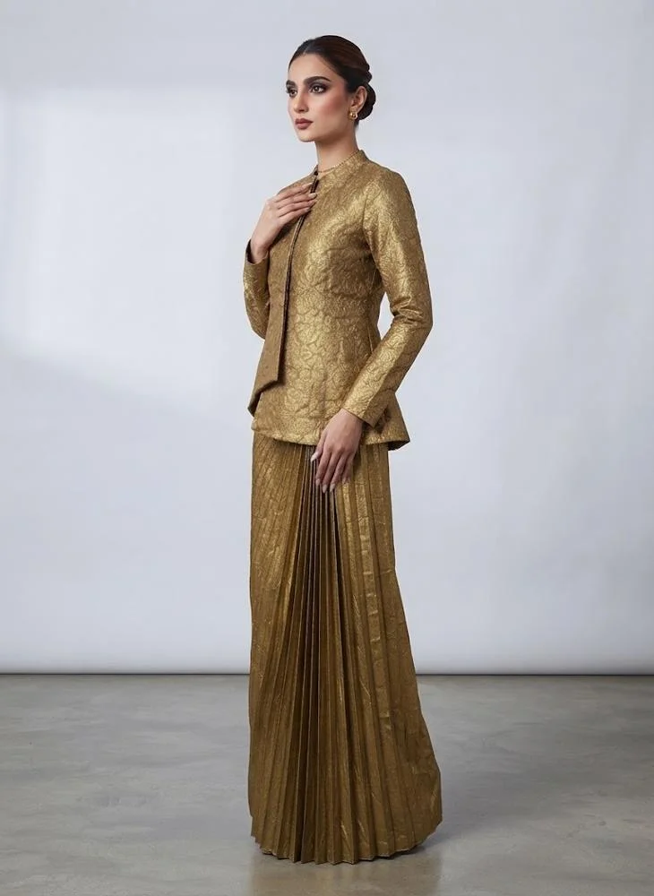 Viny VINY Gold Jacquard Textured Skirt Set – Women's Indian Ethnic Wear