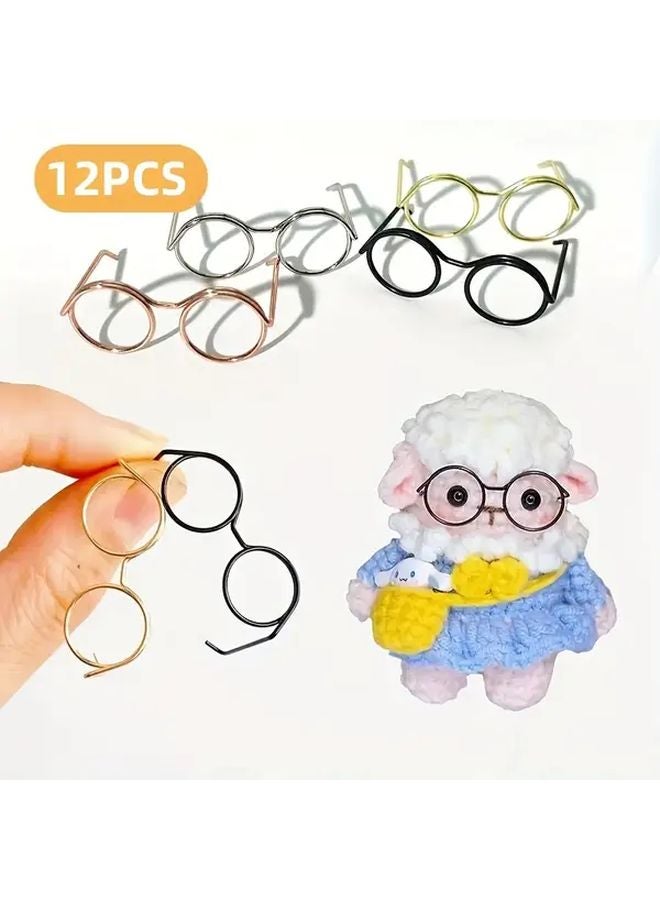 12pcs Miniature Round Glasses For DIY Crafts Jewelry Making Supplies - Image 2