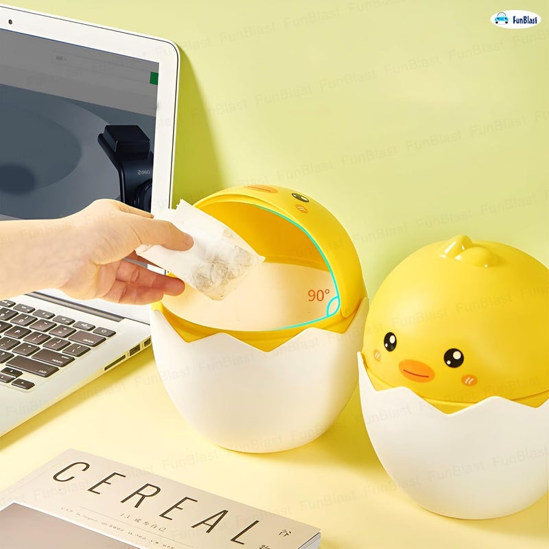 FunBlast FunBlast Table Dustbin Desktop Bin Mini Trash Can with Swing Top Lid Portable Dustbin Mini Waste Bin Disposal Dustbin for Car Office Desk and Home Use Duck - Image 3