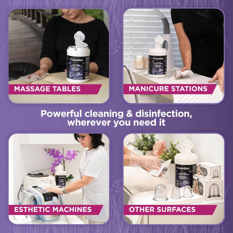Prevention All Purpose Disinfectant Wipes â€“ Canister of Cleaning Wipes for Salons, Spas, Wellness Centers and Yoga Studios â€“ Hospital Grade Surface Sanitizing â€“ 160 Count - Image 3