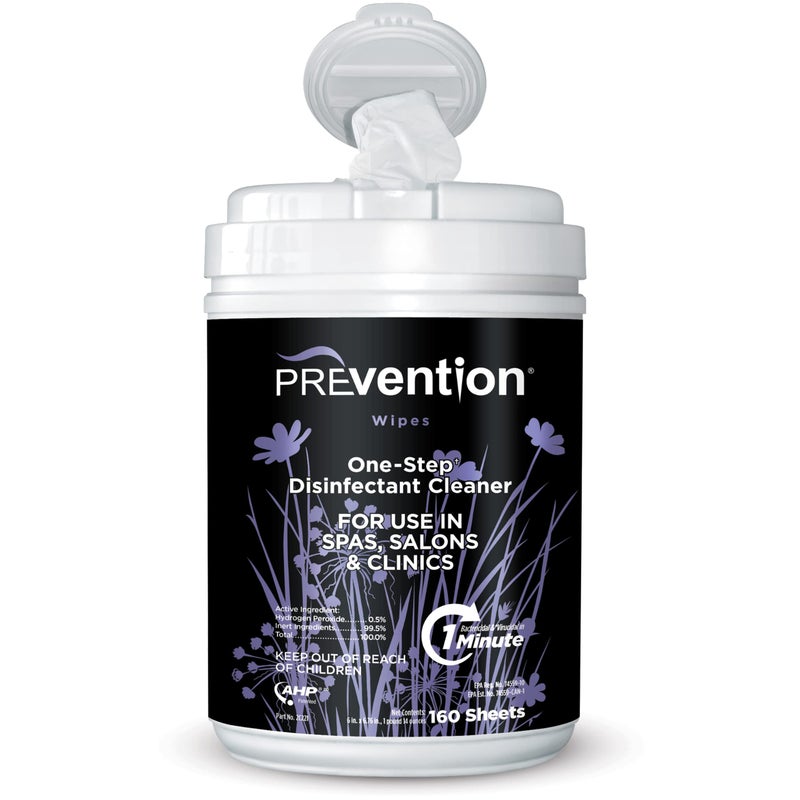 Prevention All Purpose Disinfectant Wipes â€“ Canister of Cleaning Wipes for Salons, Spas, Wellness Centers and Yoga Studios â€“ Hospital Grade Surface Sanitizing â€“ 160 Count - Image 1