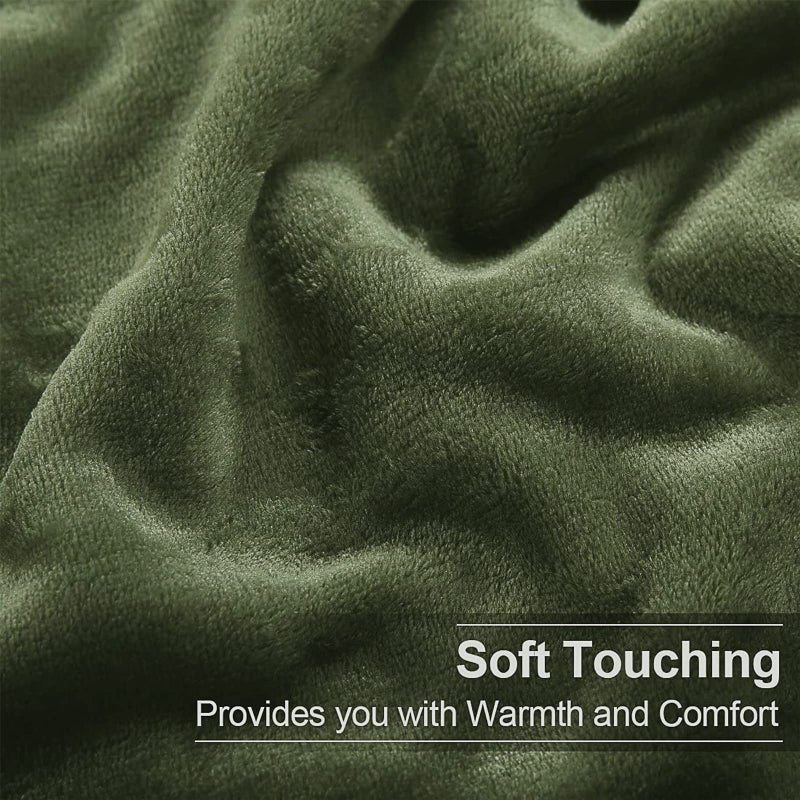 EASELAND Soft King Size Blanket All Season Warm Microplush Lightweight Thermal Fleece Blankets for Couch Bed Sofa,90x108 Inches,Olive Green - Image 4