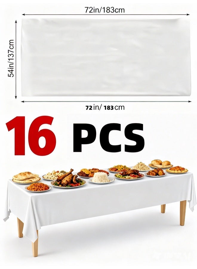 16 قطعة من مفارش المائدة البلاستيكية المستطيلة للاستخدام مرة واحدة، غطاء طاولة مزخرف مقاوم للماء لحفلات الشواء وحفلات الزفاف للاستخدام الداخلي أو الخارجي - Image 1